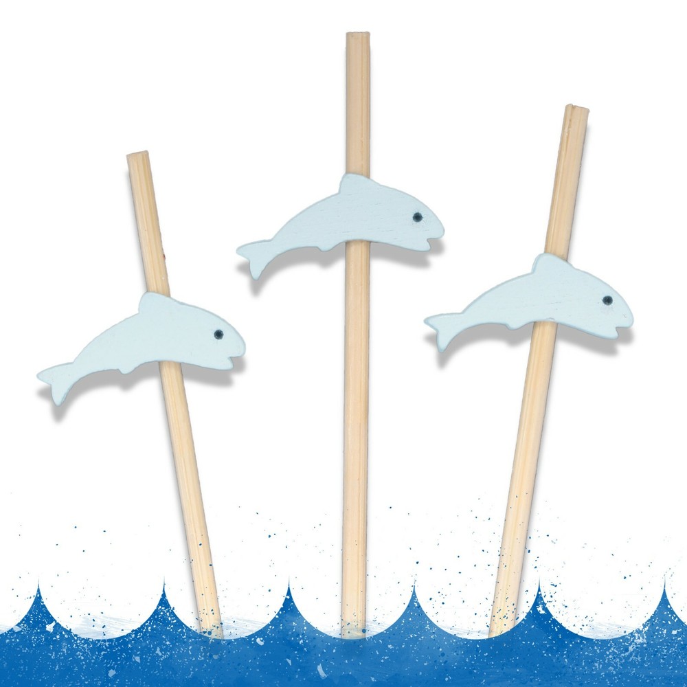 Decorative Fish Bamboo Appetizer Picks Skewers, Various Sizes and Quantity