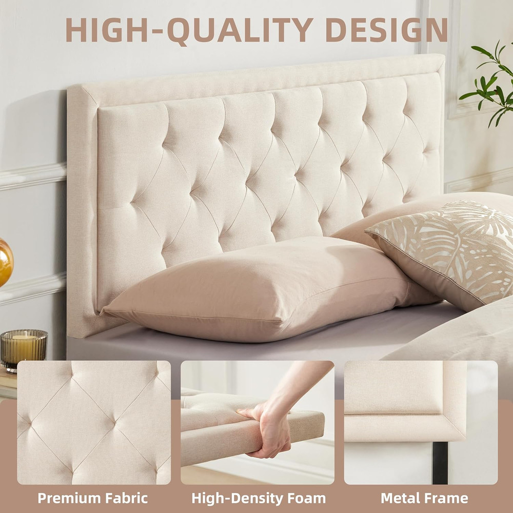 Howjoe Upholstered Queen Headboard Only, Tufted Headboard Queen Size, Solid Wood
