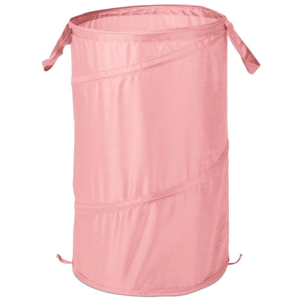 Pop-Up Spiral Polyester Laundry Hamper Pink W/ Sturdy & Collapsible