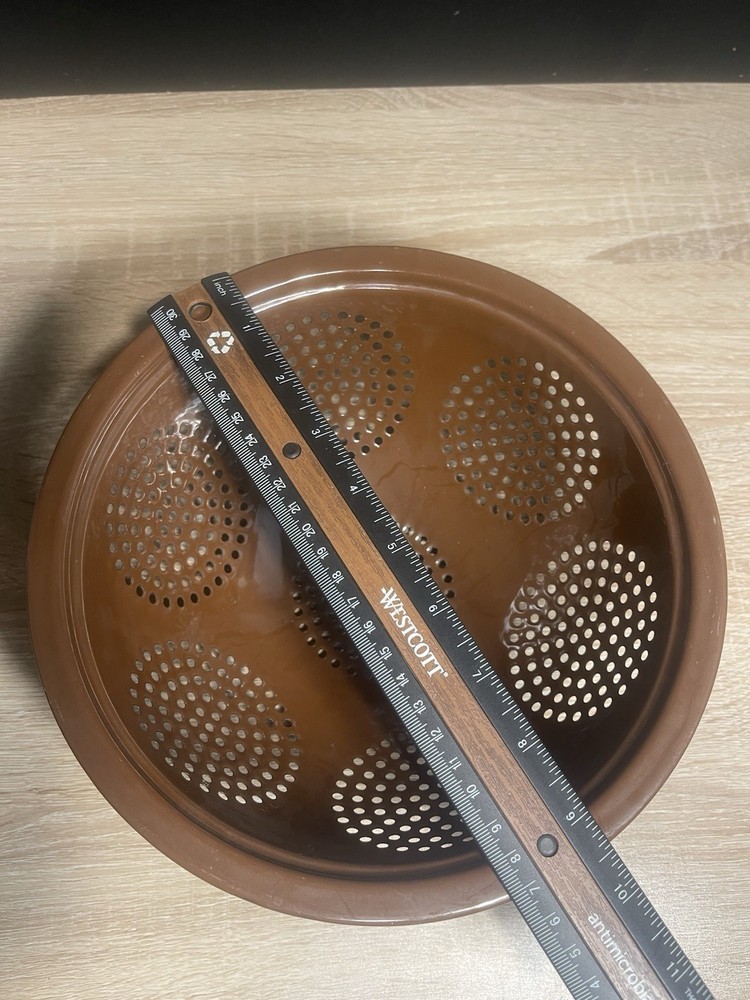 Vintage Enamel Ware Colander/Strainer Brown 3 footed 9.5”