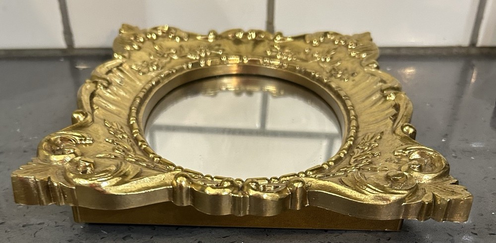 Vintage Gold Ornate Scroll Gold Wall Mirror Rectangle Plastic 9”
