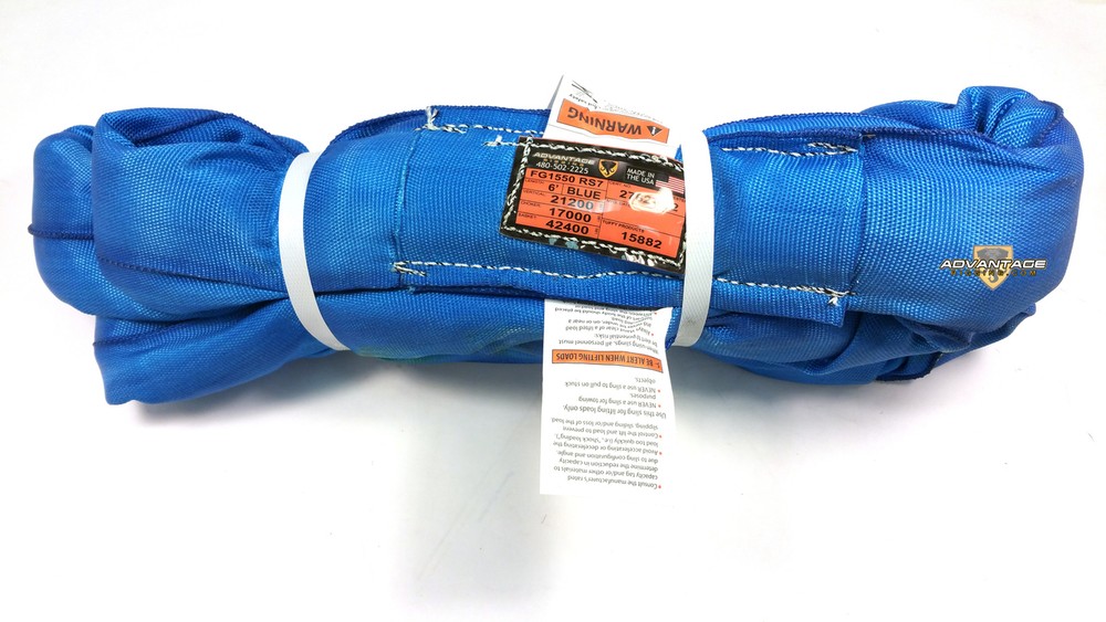 Blue Endless Polyester Round Sling Tubular 8' Long