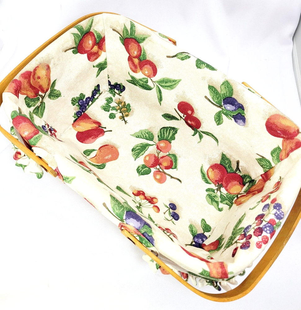 Longaberger Rectangle Chore Basket Double Swing Handles Divided Protector Liner