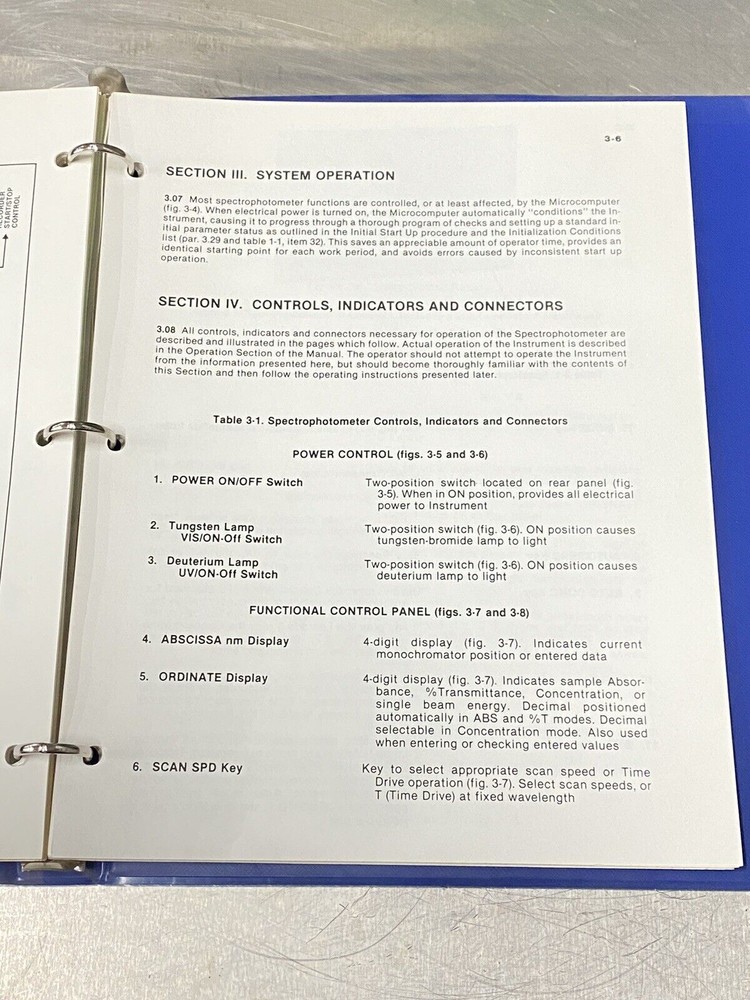 Perkin Elmer PE Lambda 3 Spectrophotometer UV Visible - Users Guide / Manual