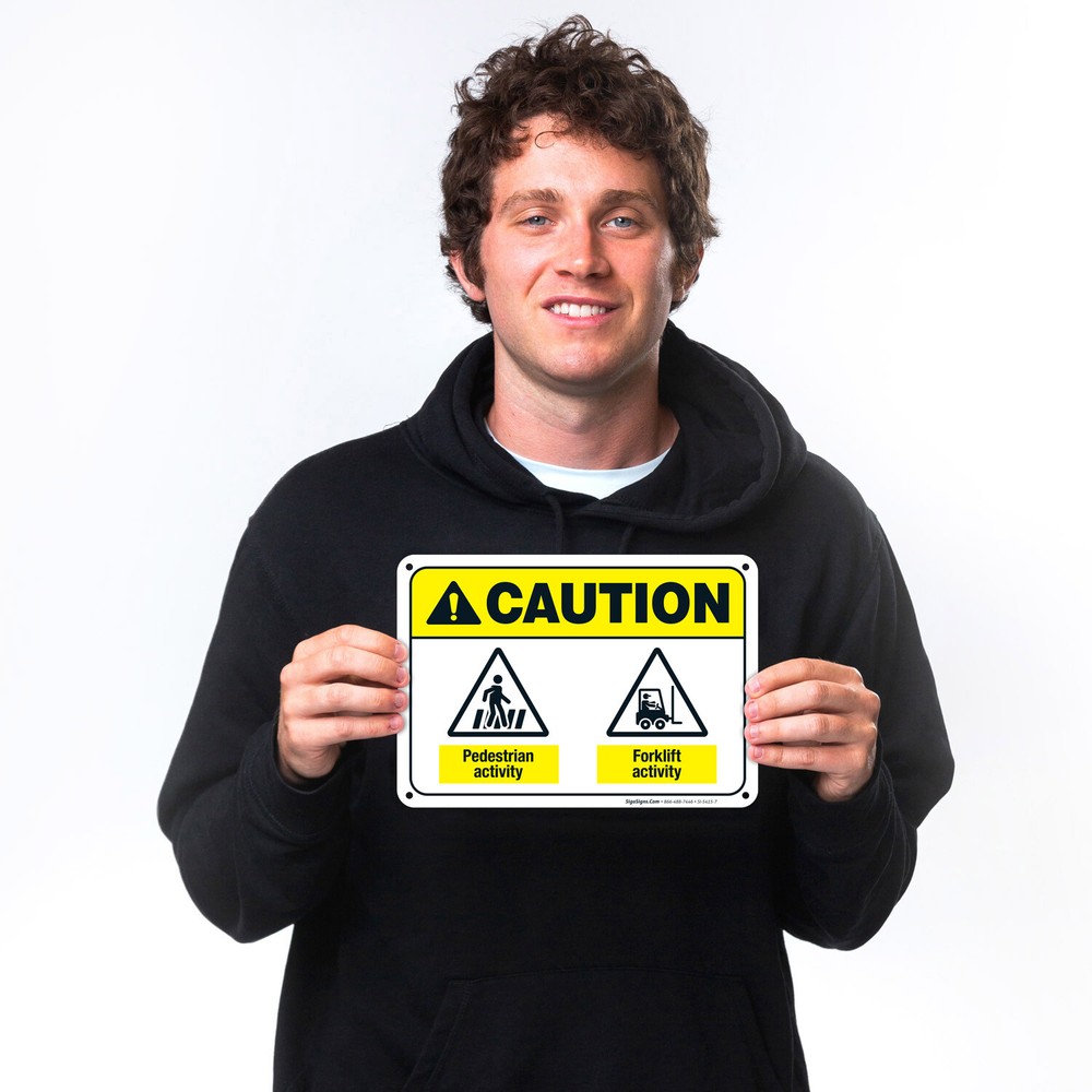 Pedestrian Activity Forklift Activity Sign, ANSI Caution Sign,