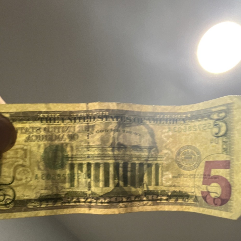 Federal Reserve $5 Error Note Misprint Serial B52728603A