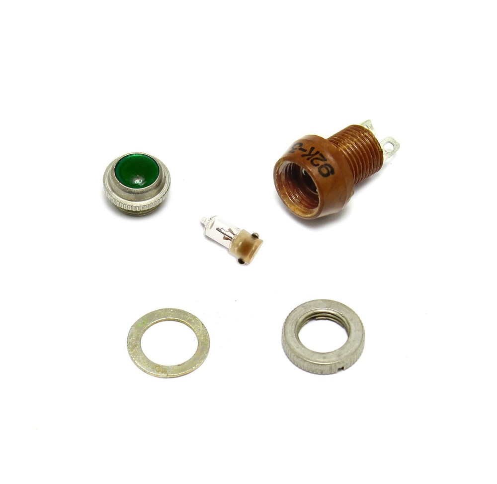 8pcs Pilot Indicator Micro Panel Instrument Light Lamp M2 Green + Bulbs USSR