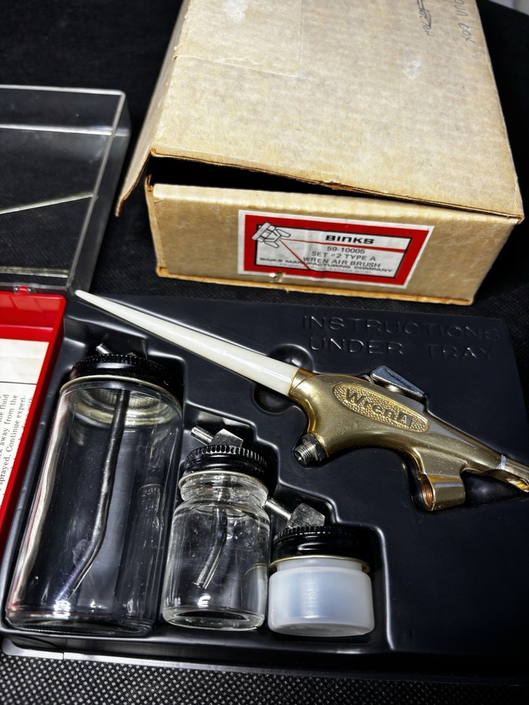 Binks airbrush kit set tool in original package with hose