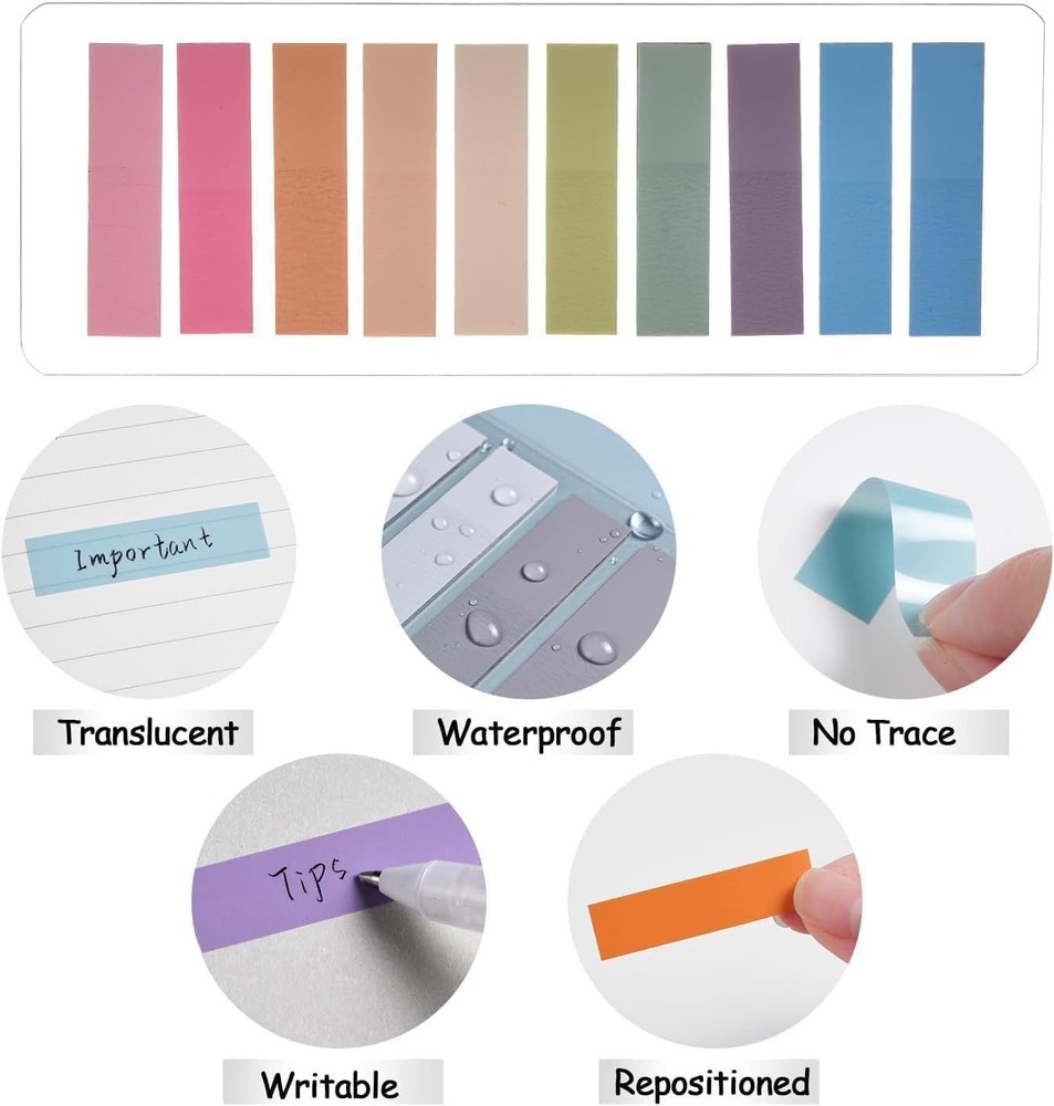 Pa Markers, Morandi Stiy Note Tabs Colored Translucent Writable