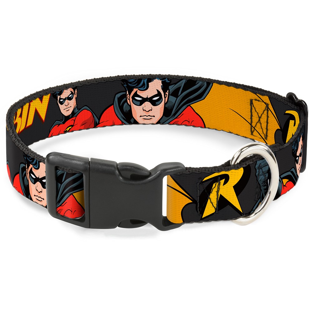 Plastic Clip Collar ROBIN Red/Black Poses Gray Small 9.5-13"