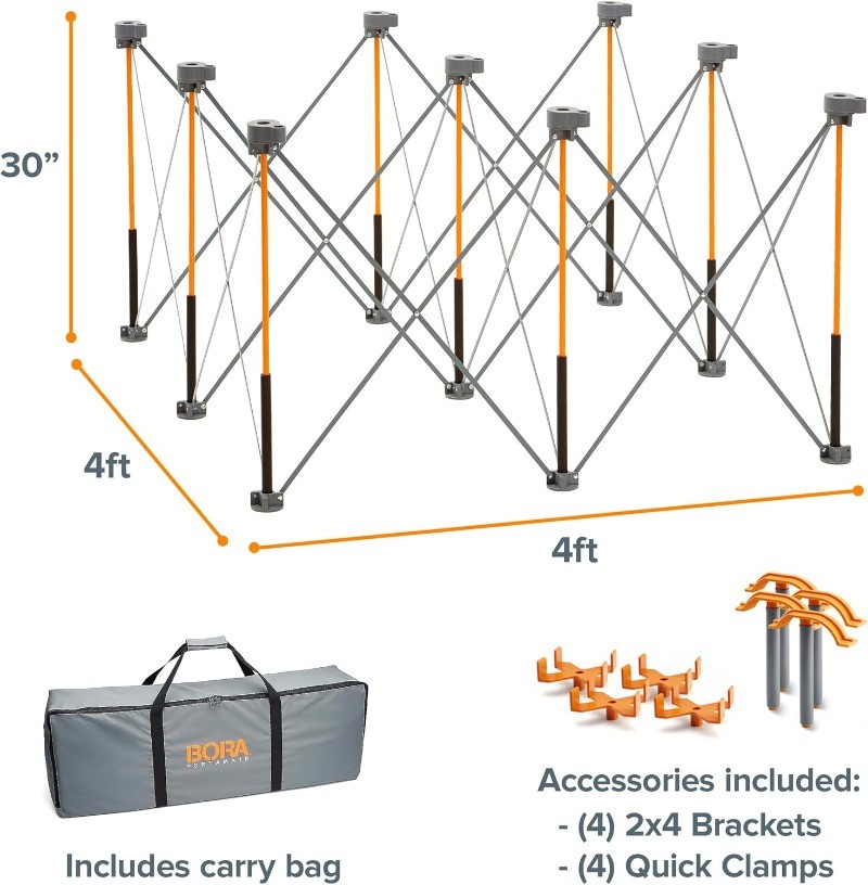 Bora Centipede 30in Folding Work Table Set No Assembly 9-Strut Collapsible Table