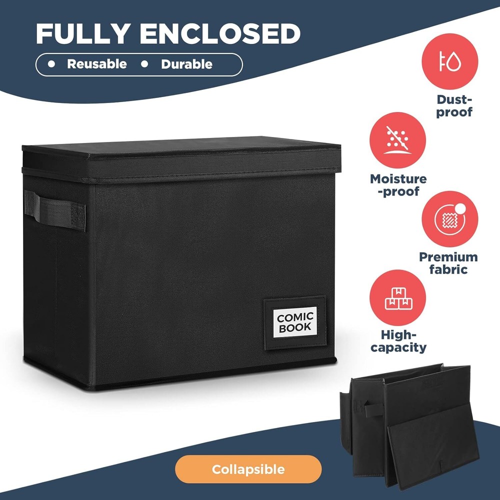 8 Pack Comic Book Storage Boxes 15.4 x 7.5 x 11.4 Comic Book Box Collapsi