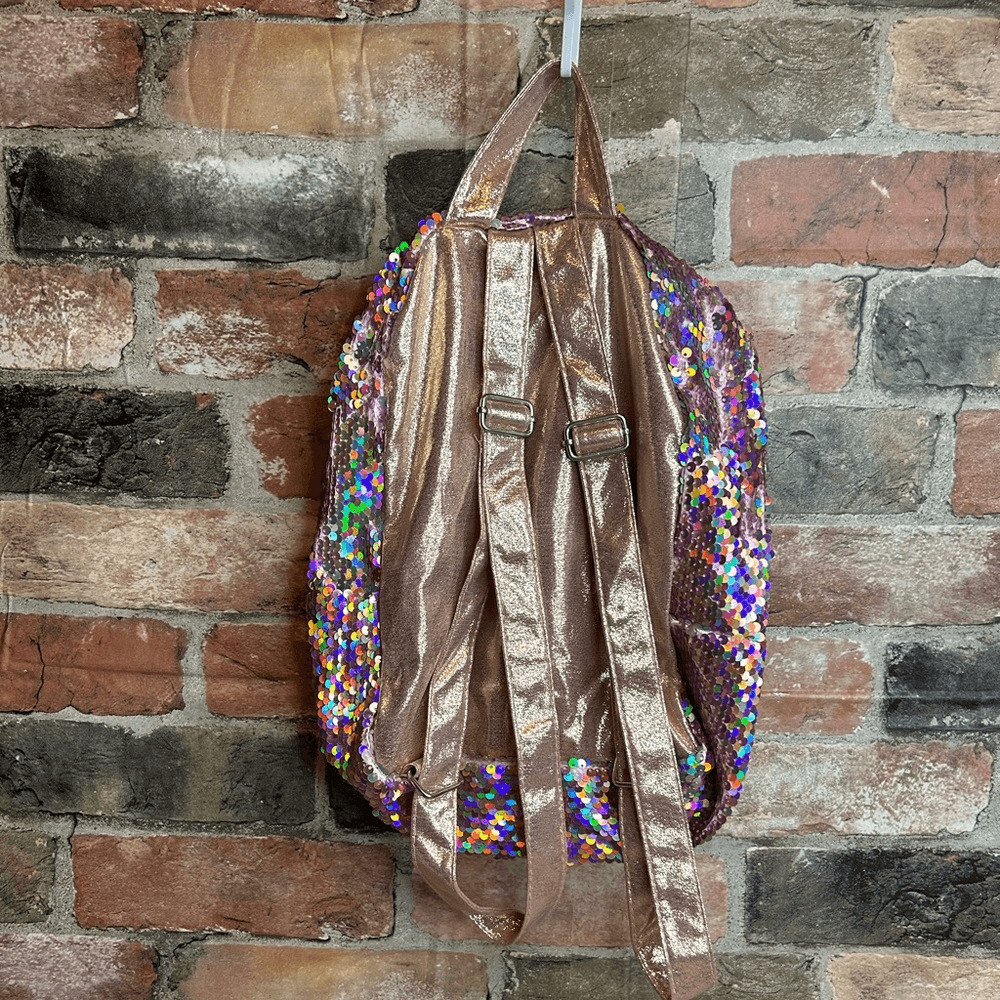 Pink Sequined Furry Mini Backpack