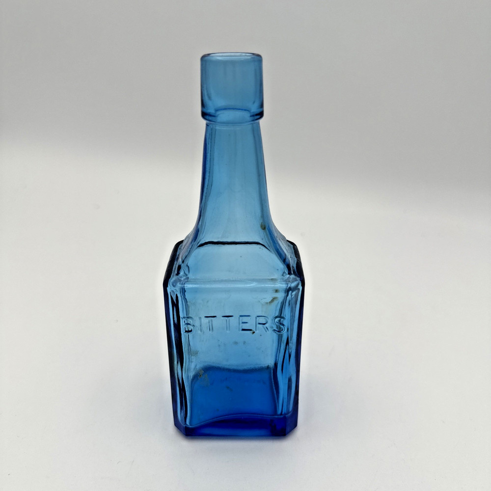 Blue Bitters Bottle Wheaton NJ 6" H 2" Base