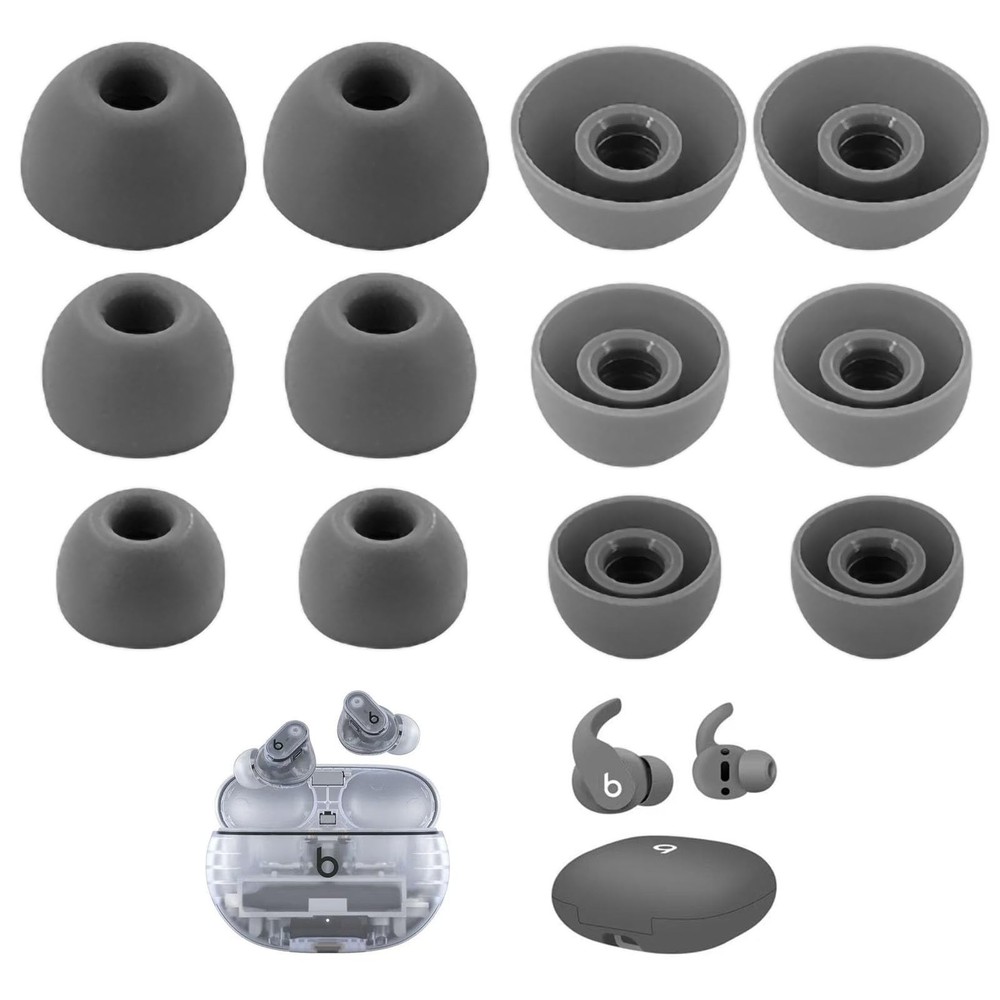 Miayaya Silicone Tips Replacement Earbuds for Beats Studio S+M+L, Gray