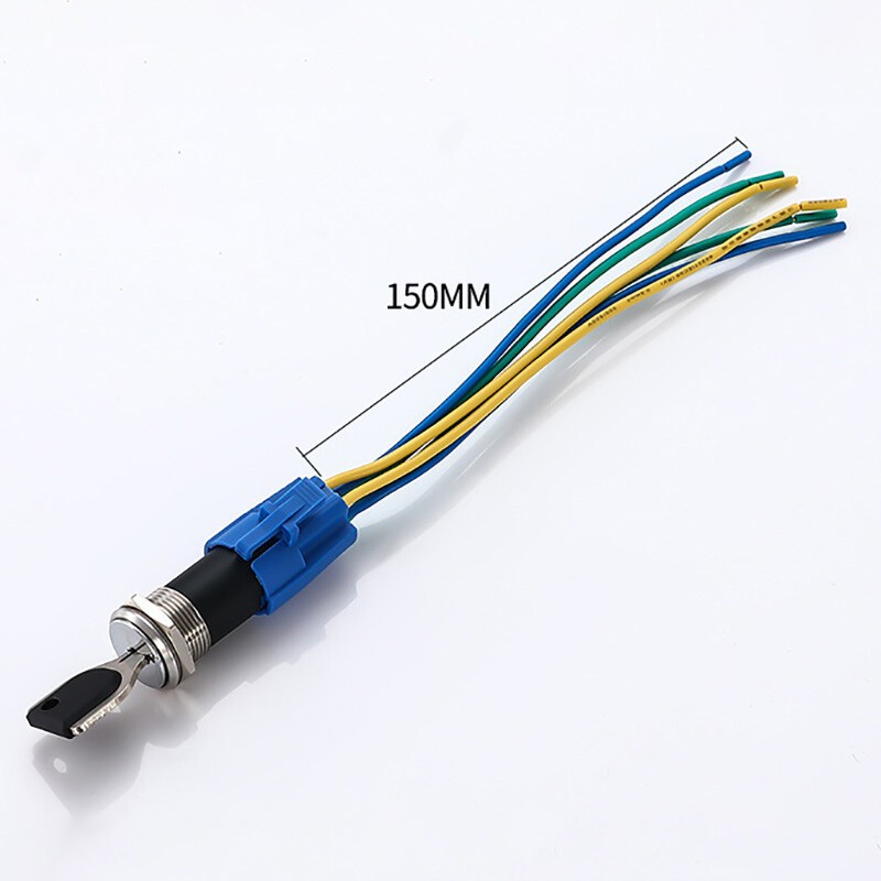 16mm Rotary Key Switch Latching 2/3 Position Selector Security Lock ON/OFF 5A