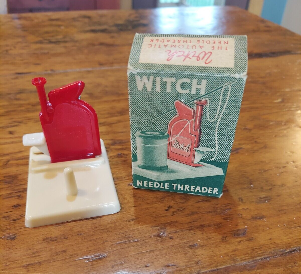 Vintage Witch Needle Threader with instructions Germany