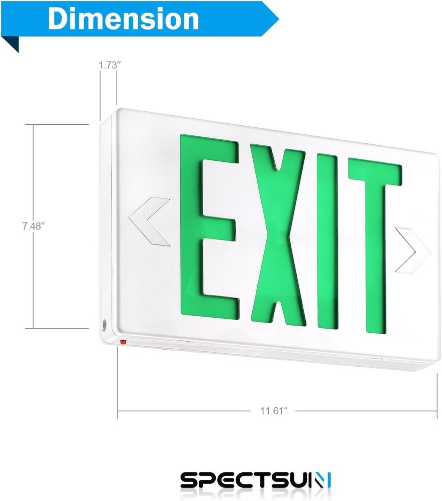 SPECTSUN 4 Packs LED Exit Sign, Emergency Exit Light Battery Backup AC 120/277V