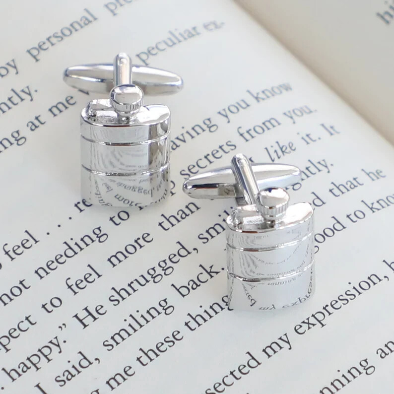 Hip Flask Cufflinks Silver Tone Gift Boxed