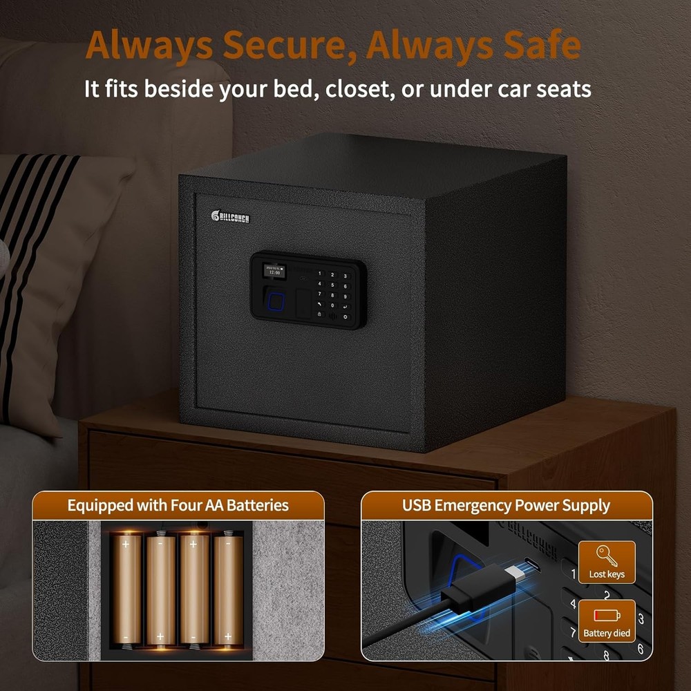 Smart Gun Safe for Multiple Pistols - Biometric Automatic Lock Safe Box