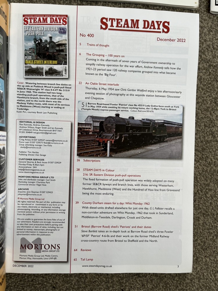Steam Days Magazine, 2022, 7x Misc Issues,