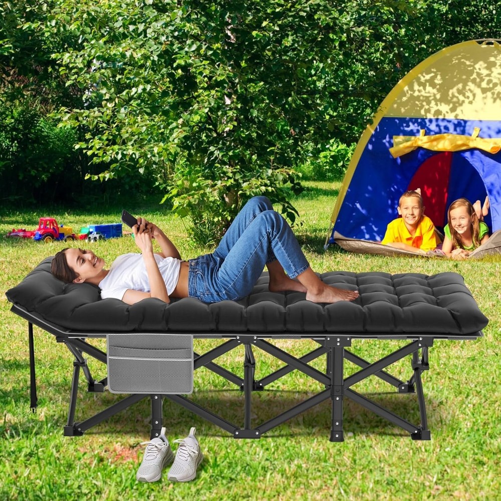 Camping Cot - XXL Size, 900lb Capacity, Quick Fold, Pillow