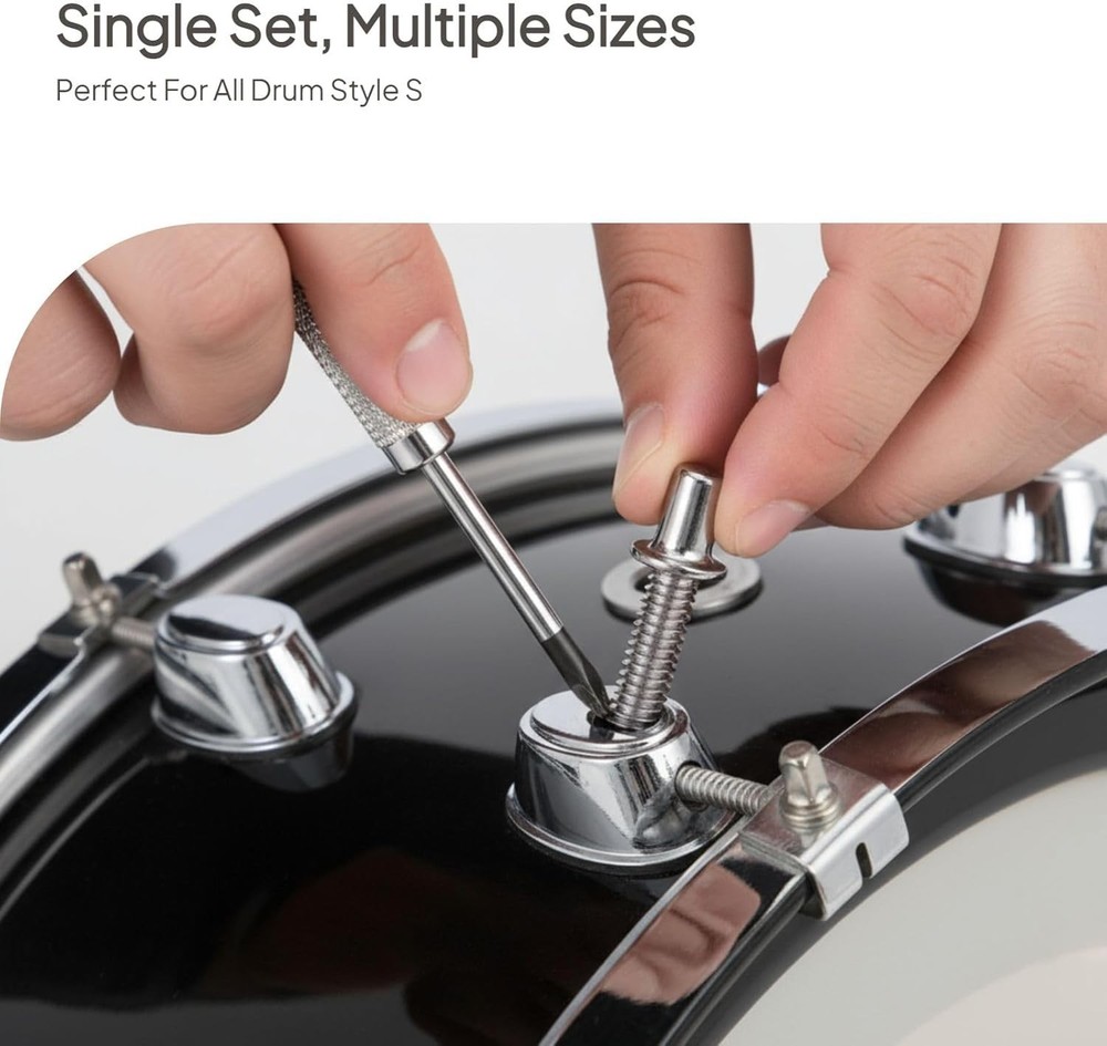 10x Drum Tension Rods M6x15 Deep Thread Replacement Bass Drum Hardware Set