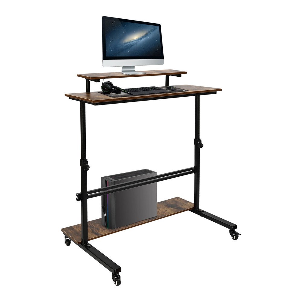 Adjustable Height Computer Laptop Desk Rolling Standing Table for Sofa Bedside
