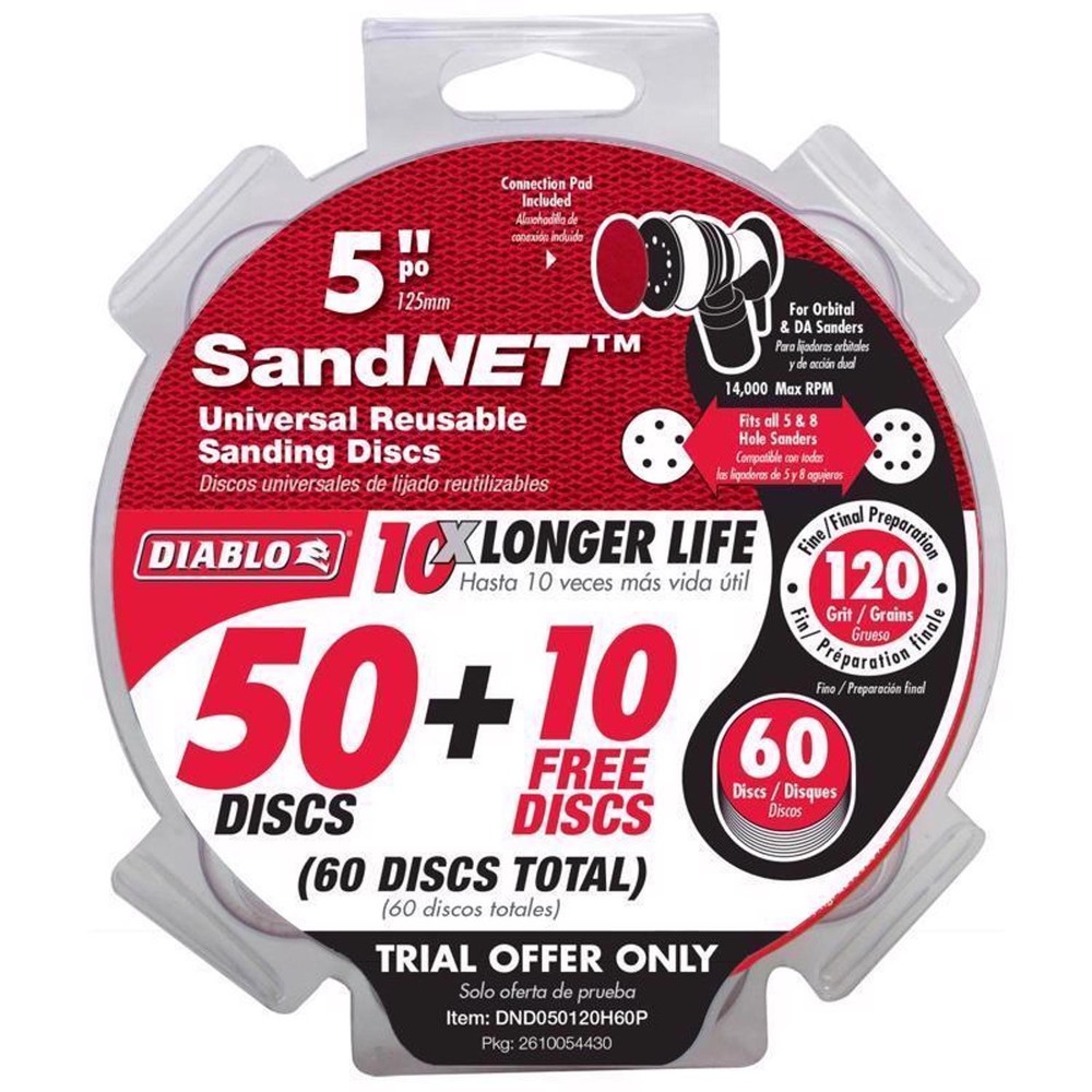 Diablo SandNet 5 in. Ceramic Blend Hook and Lock Sanding Disc 120 Grit Medium 50