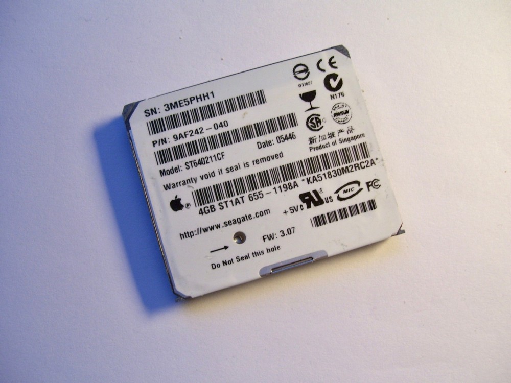 SEAGATE ST1 ATA MicroDrive -4GB/Fully Tested /formatted Fat32