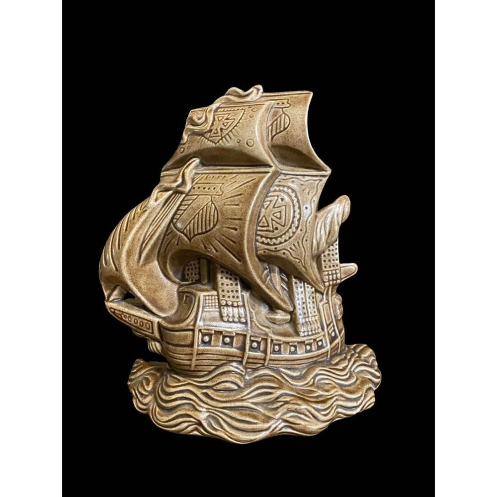 Vintage ceramic ship bookends