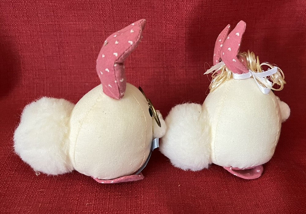 PRIMITIVE MR. and MRS.EASTER BUNNY RABBIT DOLLS FIGURINES TABLE DECOR