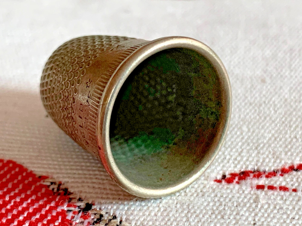 Antique English Solid Nickel Silver Sewing Thimble No.3