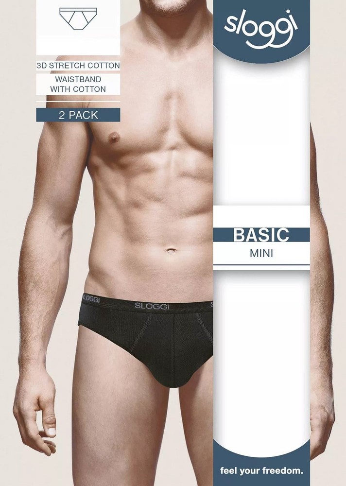 Sloggi Mens Basic 2 Pack Mini Brief - Black