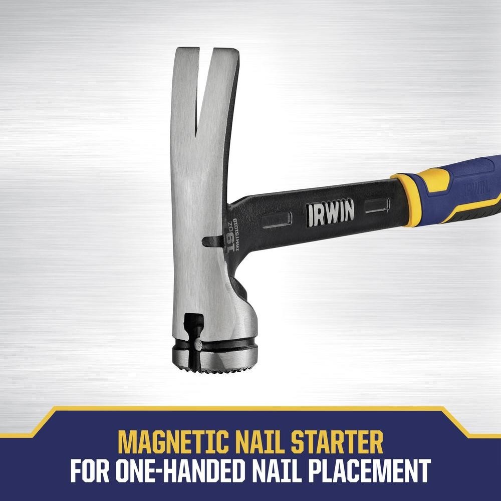 19 Oz Solid Steel Mason Framing Hammer Magnetic Nail Start Light Rubber Handle