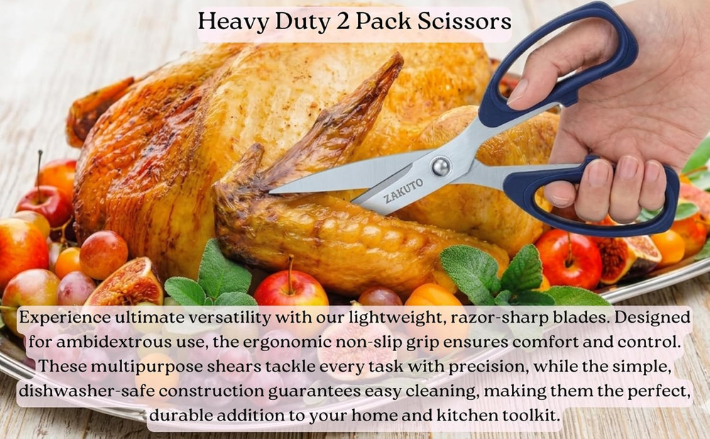 Scissors 2-Pack – Kitchen Scissors, Scissors All Purpose, Kitchen Shears & Kitch