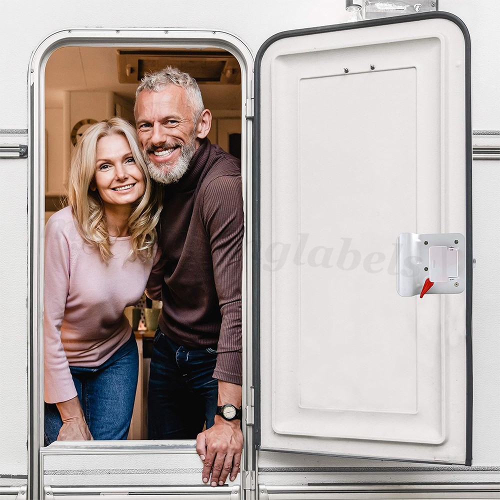 RV Paddle Entry Door Lock Latch Handle Knob Deadbolt For Camper Trailer White