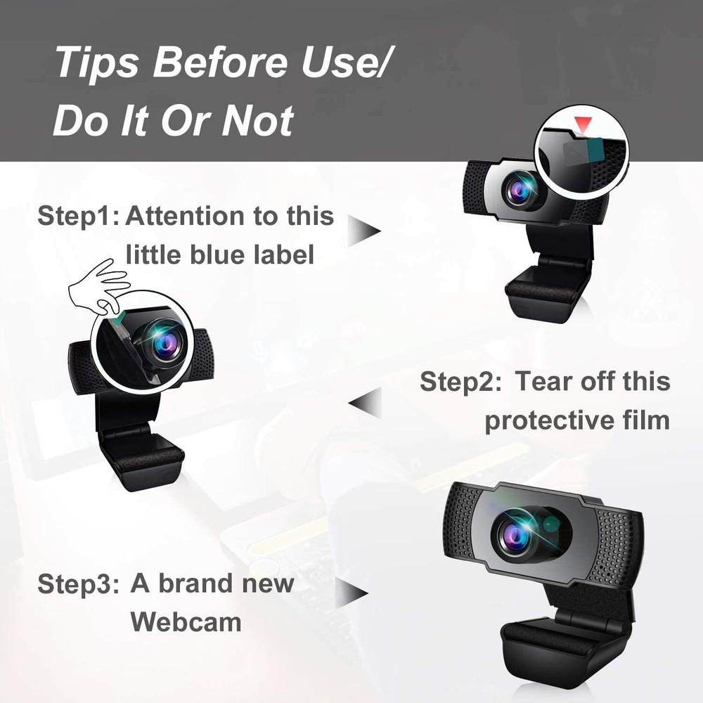 Webcam, Webcam with Microphone, Full 1080P HD Video Webcam, Streaming Computer W