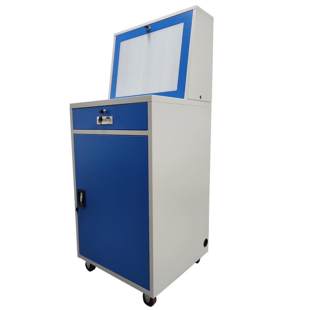 1 PC Blue Industrial Mobile Security Computer Cabinet 63 in H