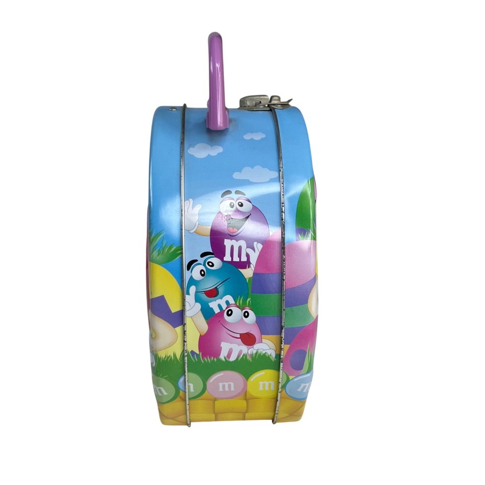 M&Ms Easter Themed Tin Lunch Box Handle Blue