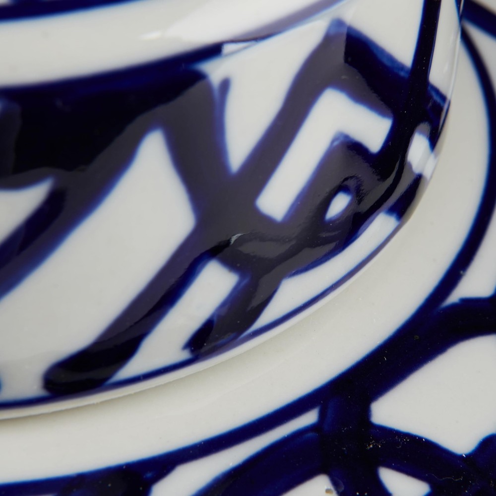 Blue & White Ceramic Ginger Jar with Lid