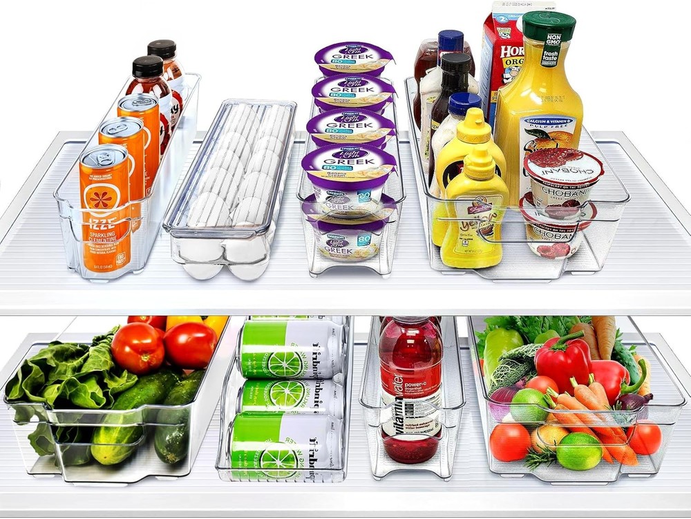 Fridge Bins and Freezer Bins Refrigerator Organizer Stackable Food Storage