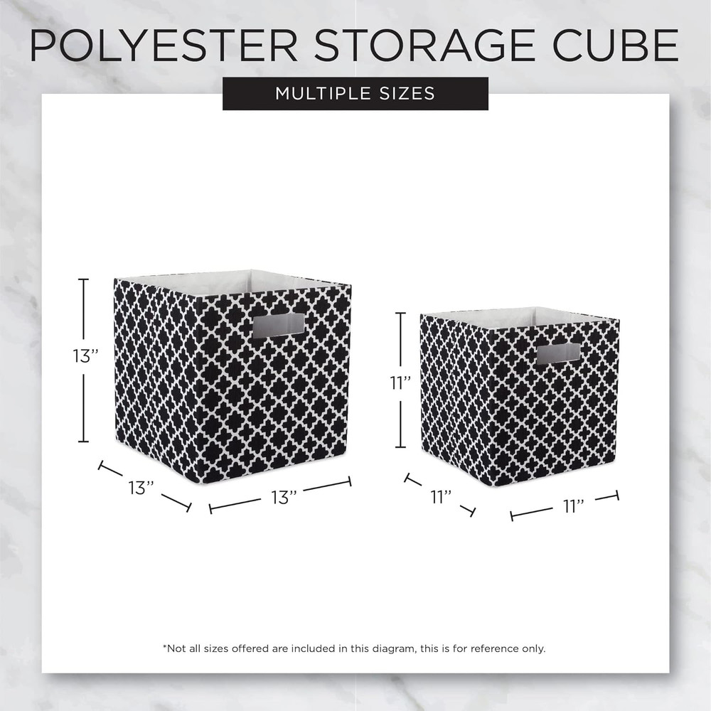 Collapsible Polyester Storage Cube, Pinstripe, Black, Large