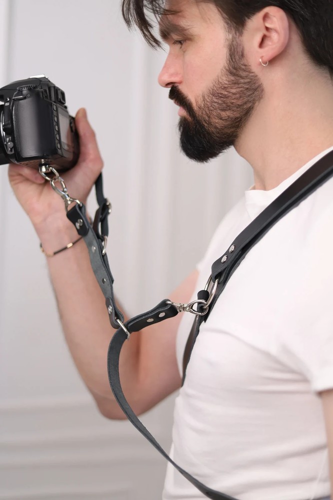 Leather Dual Camera Harness, Adjustable Double Camera Strap Custom