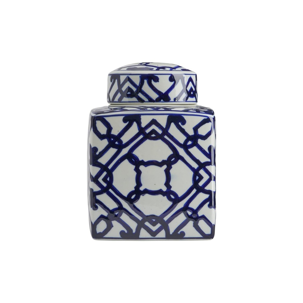 Blue & White Ceramic Ginger Jar with Lid