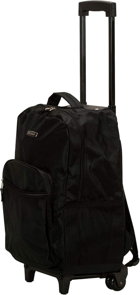 Double Handle Rolling Backpack, Black, 17-Inch