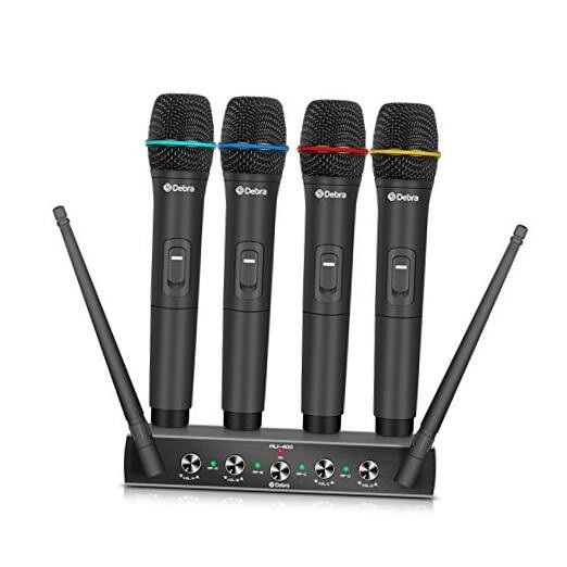 Debra Audio Pro UHF 4 Channel Wireless Microphone System with 4 Handheld (A)