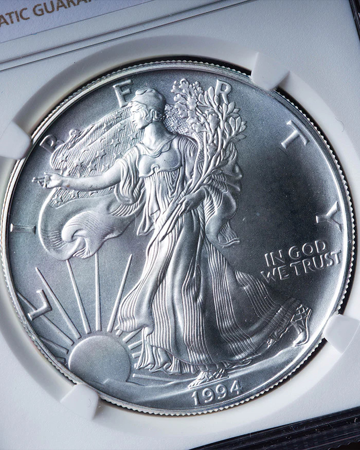1994 Silver Eagle | Mint Error MS69 Obverse Struck Thru