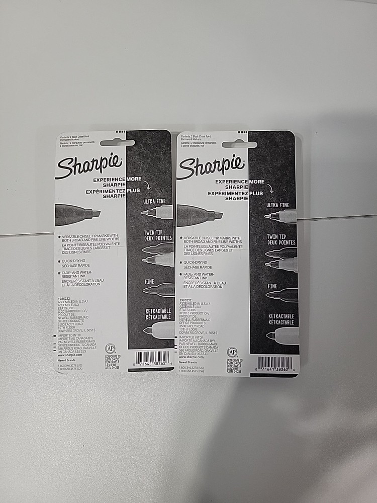Sharpie Broad Tank Chisel Tip Black Permanent Marker. 2 Packs Bundle