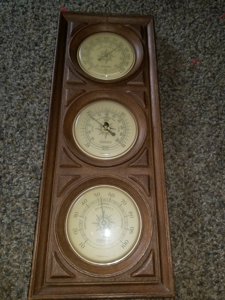 Vintage Springfield Instruments Weather Station Thermometer Barometer Humidity2A